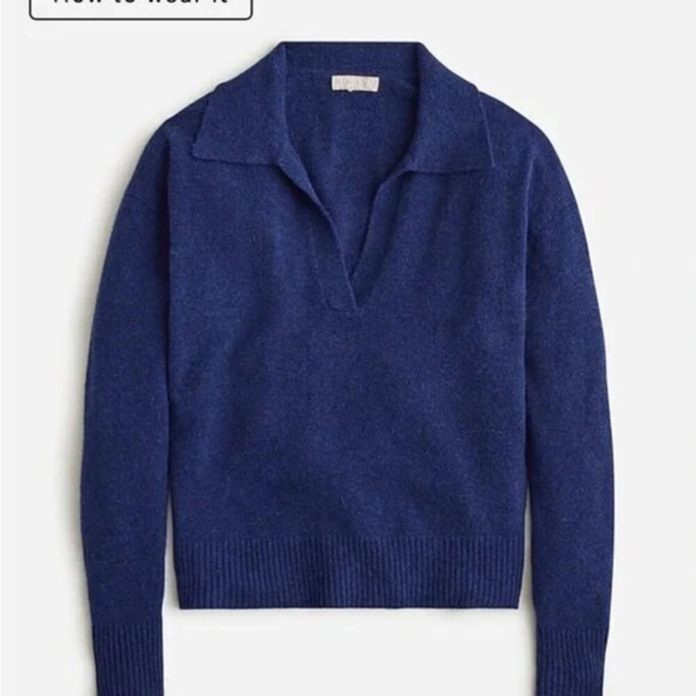 J. Crew Long-sleeve Sweater-polo in Supersoft Yarn L Blue
